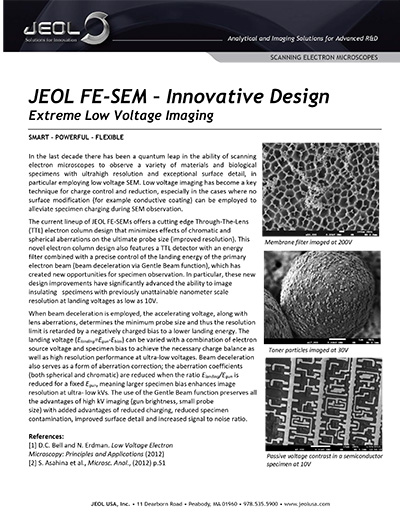 Extreme Low Voltage Imaging with JEOL FE SEM